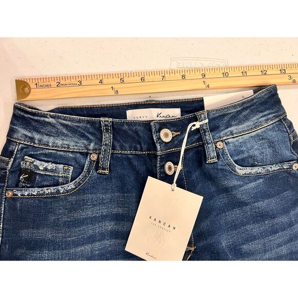 KanCan Curvy High Rise Ankle‎ Skinny Button Fly Jeans Women’s 3/25 Whiskered NWT - Picture 5 of 11